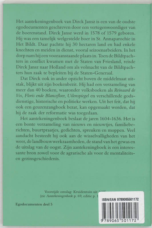 Achterkant van Aantekeningenboek van dirck jansz