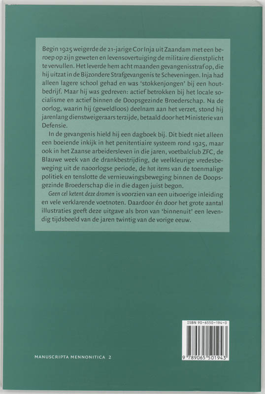 Achterkant van Geen cel ketent deze dromen