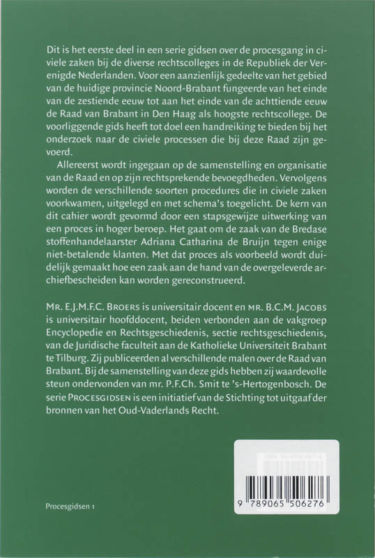 Achterkant van Procesgids Staatse Raad van Brabant