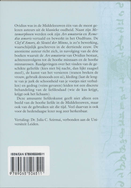 Achterkant van De Sleutel der minne