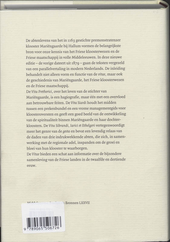 Achterkant van Vitae Abbatum Orti Sancte Marie