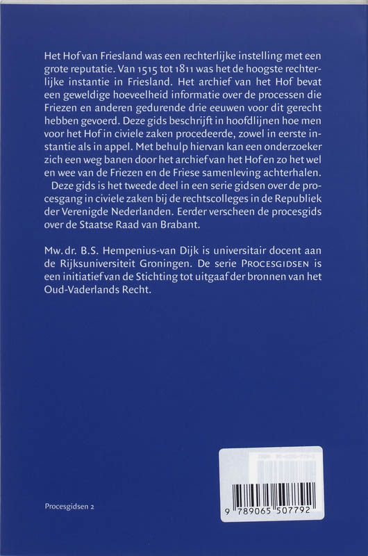 Achterkant van Procesgids Hof van Friesland