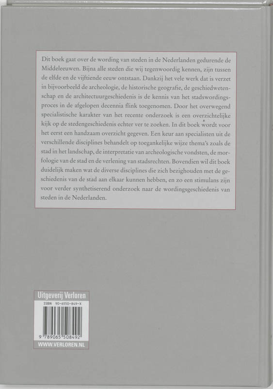 Achterkant van Stadswording in de Nederlanden