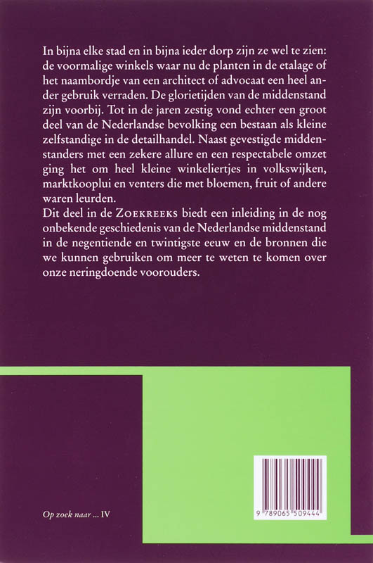 Achterkant van Op zoek naar de verdwenen middenstand