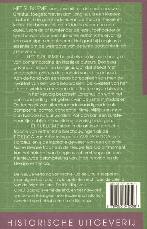 Achterkant van Het sublieme