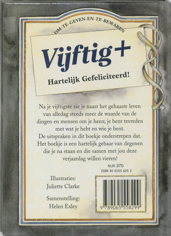 Achterkant van Vijftig+ hartelijk gefeliciteerd!