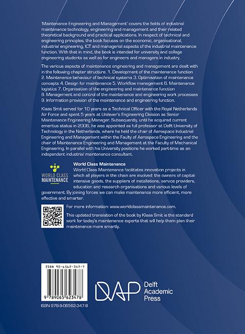 Achterkant van Maintenance engineering and management