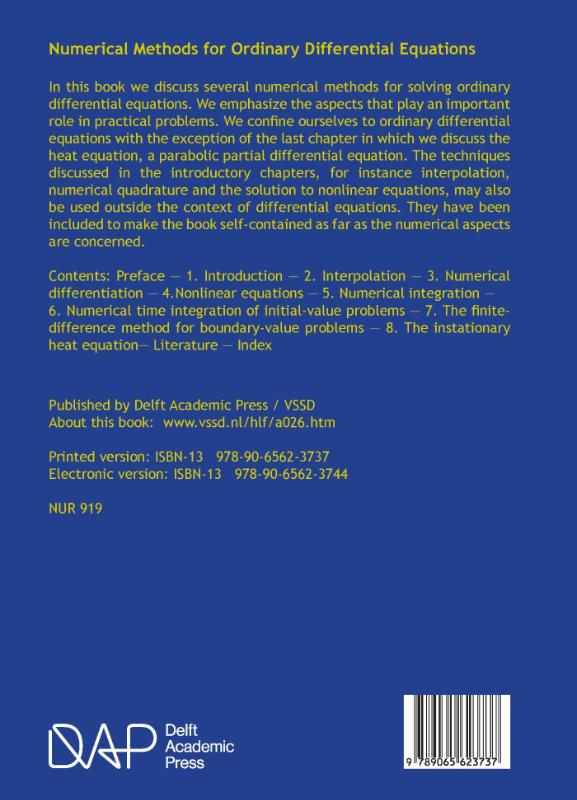 Achterkant van Numerical methods for ordinary differential equations