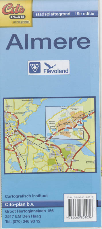 Achterkant van Citoplan stadsplattegrond Almere