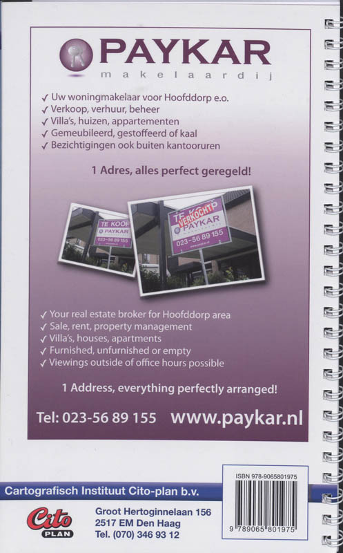 Achterkant van Citoplan stratengids Haarlemmermeer