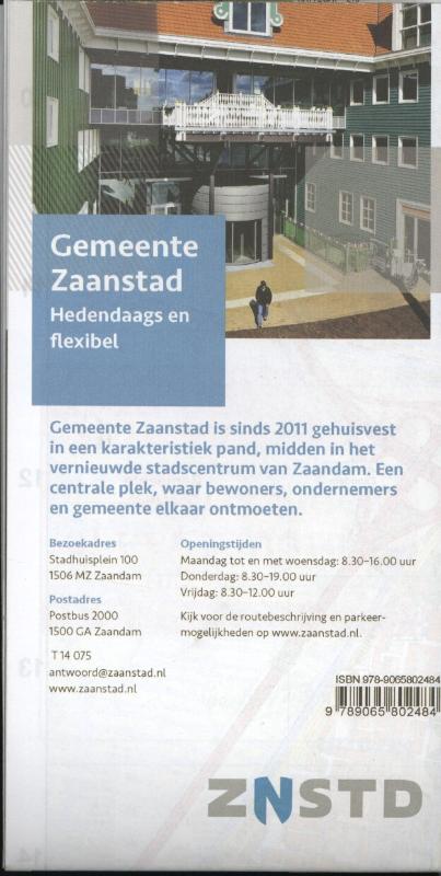 Achterkant van Plattegrond gemeente Zaanstad