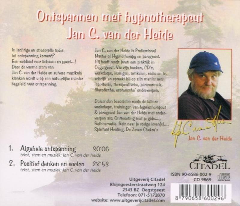 Achterkant van Ontspannen met hypno-therapeut Jan C. van der Heide