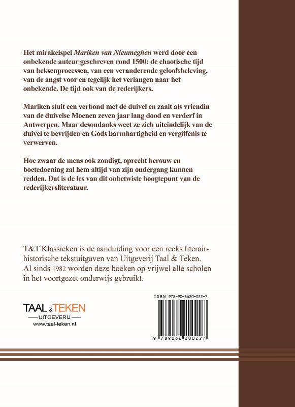 Achterkant van Mariken van Nieumeghen