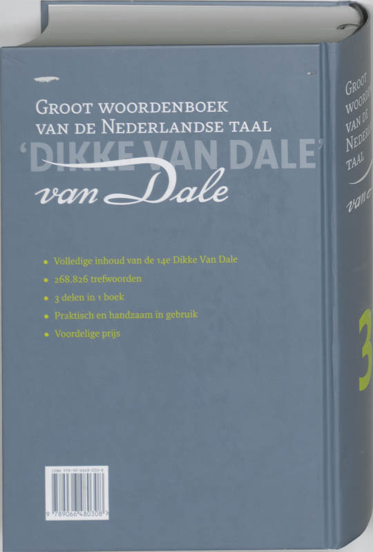 Achterkant van Van Dale Groot woordenboek van de Nederlandse Taal 3-in-1
