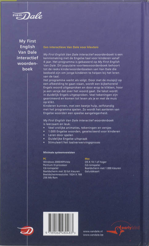 Achterkant van My First English Van Dale interactief woordenboek