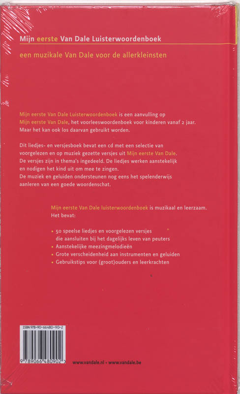 Achterkant van Mijn eerste Van Dale Luisterwoordenboek