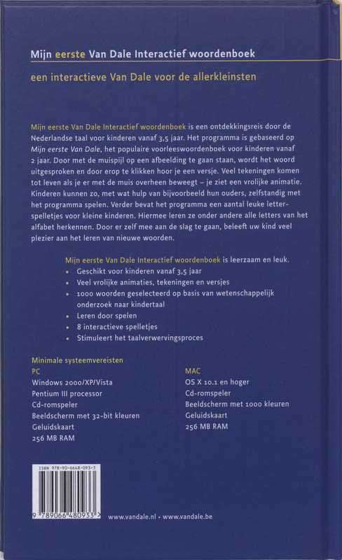 Achterkant van Mijn eerste Van Dale Interactief woordenboek