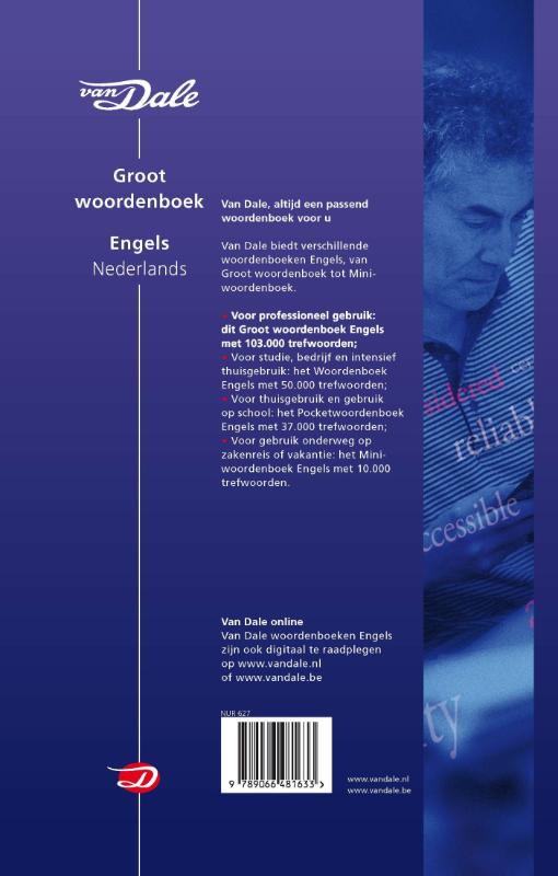 Achterkant van Van Dale Groot woordenboek Engels-Nederlands set 2 delen