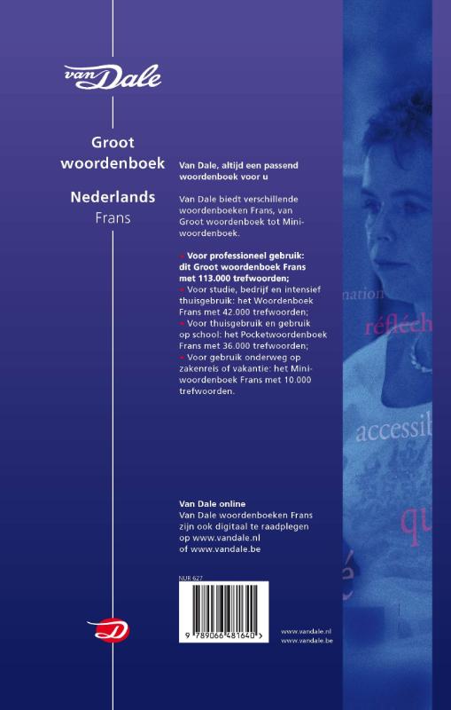 Achterkant van Van Dale Groot woordenboek Frans (set)