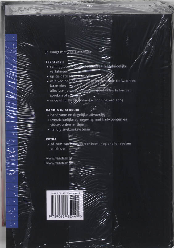 Achterkant van Van Dale Studiewoordenboek Nederlands-Frans