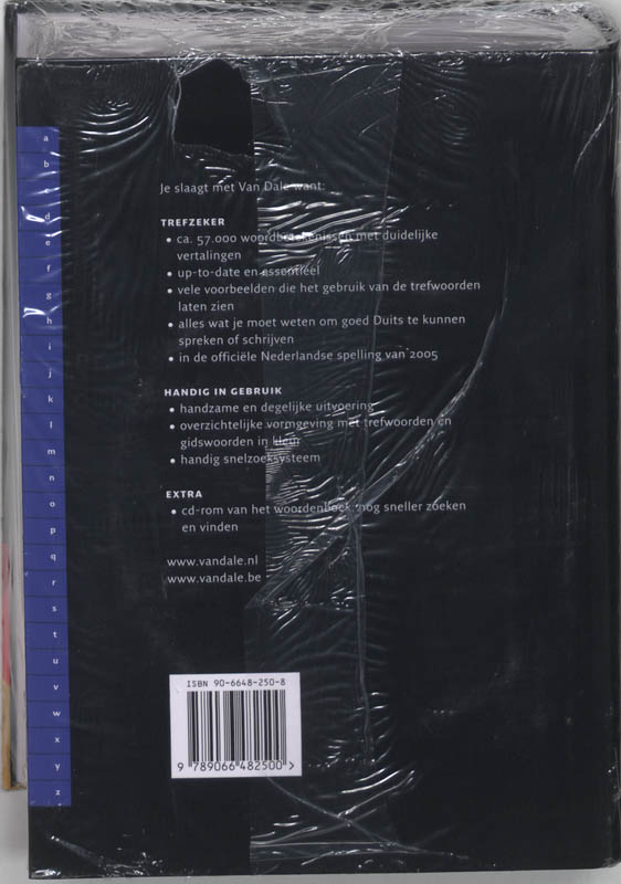 Achterkant van Van Dale Studiewoordenboek Nederlands-Duits