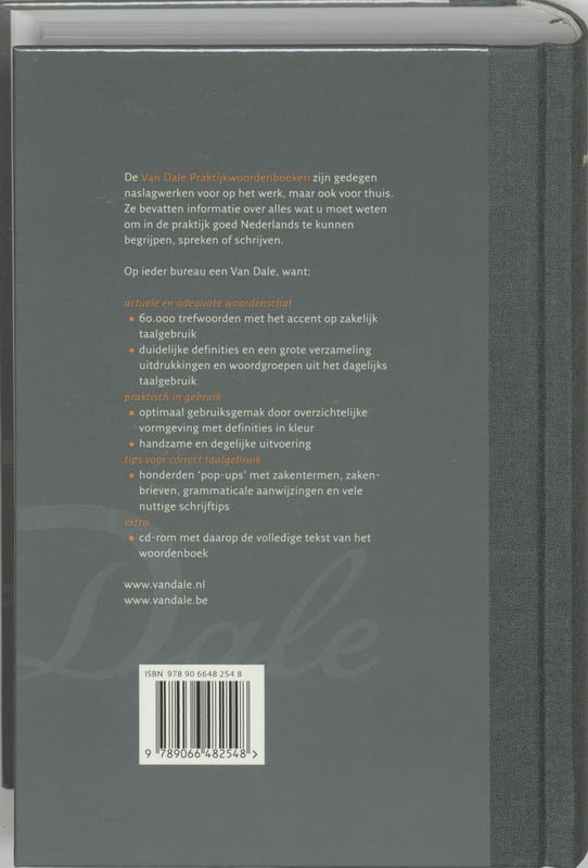 Achterkant van Van Dale Praktijkwoordenboek Nederlands