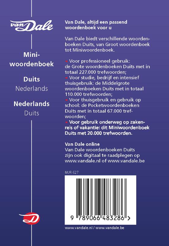 Achterkant van Van Dale Miniwoordenboek Duits