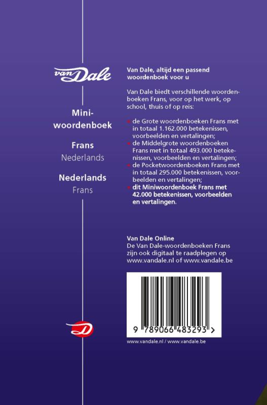 Achterkant van Van Dale Miniwoordenboek Frans