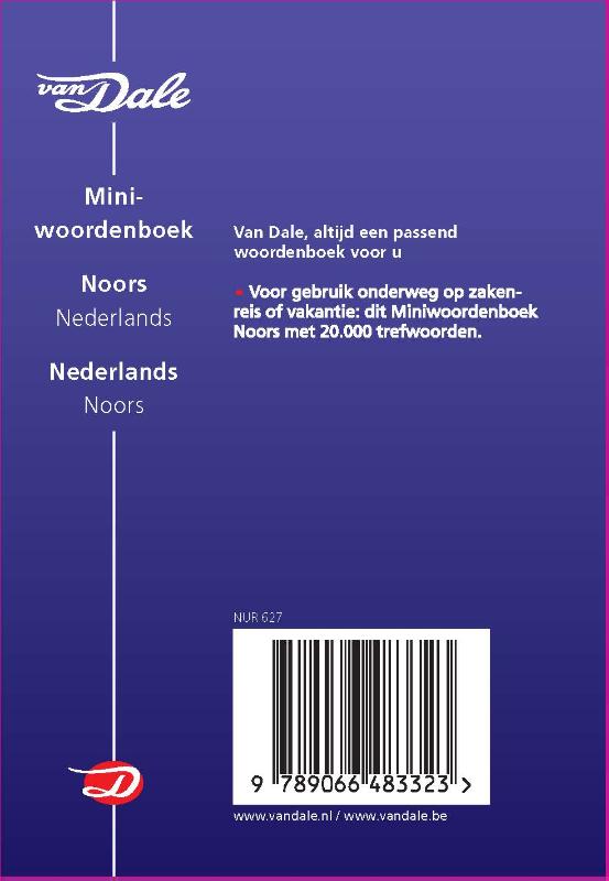 Achterkant van Van Dale Miniwoordenboek Noors
