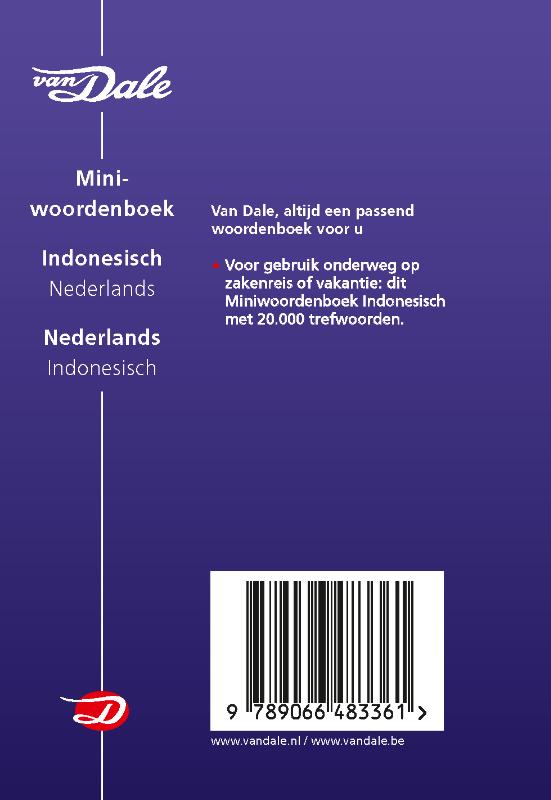 Achterkant van Van Dale Miniwoordenboek Indonesisch