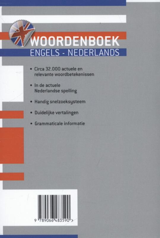 Achterkant van Woordenboek Engels-Nederlands