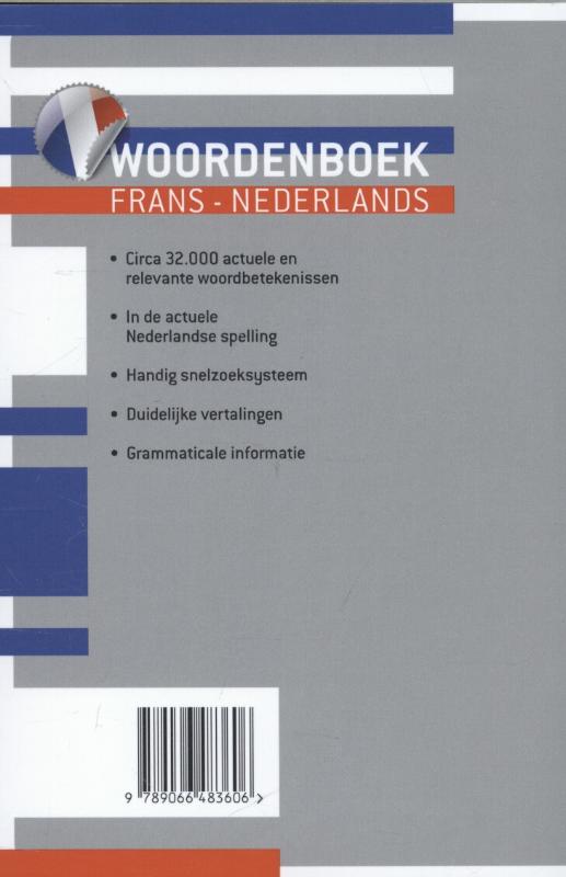 Achterkant van Woordenboek Frans-Nederlands