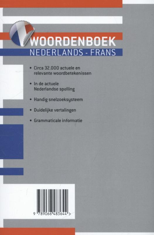 Achterkant van Woordenboek Nederlands-Frans