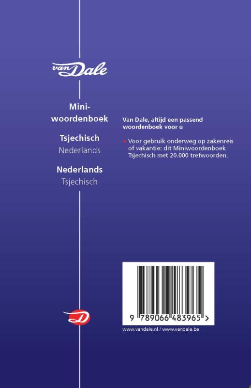 Achterkant van Van Dale Miniwoordenboek Tsjechisch