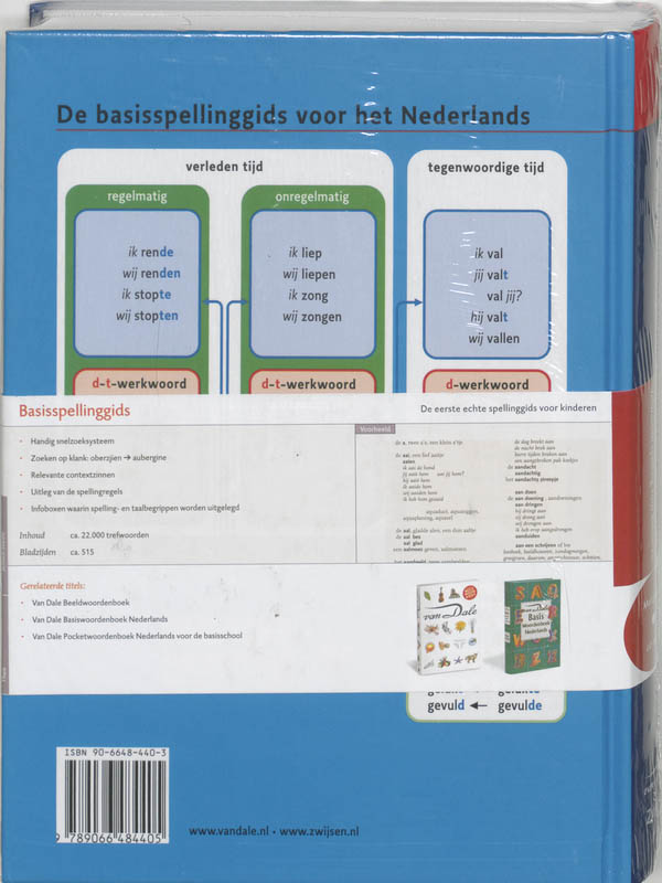 Achterkant van Van Dale Basisspellinggids