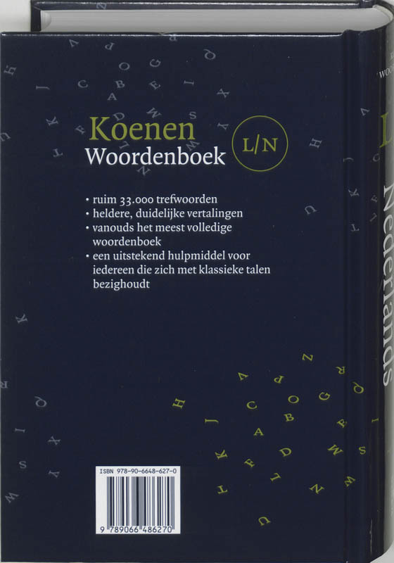 Achterkant van Latijn-Nederlands