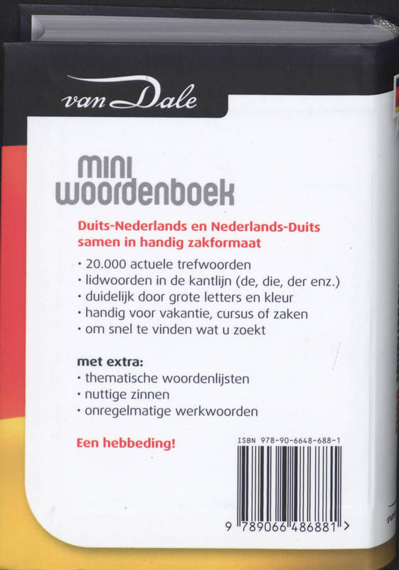 Achterkant van Van Dale Miniwoordenboek Duits Nederlands Nederlands Duits