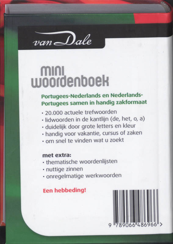 Achterkant van Van Dale Miniwoordenboek Portugees