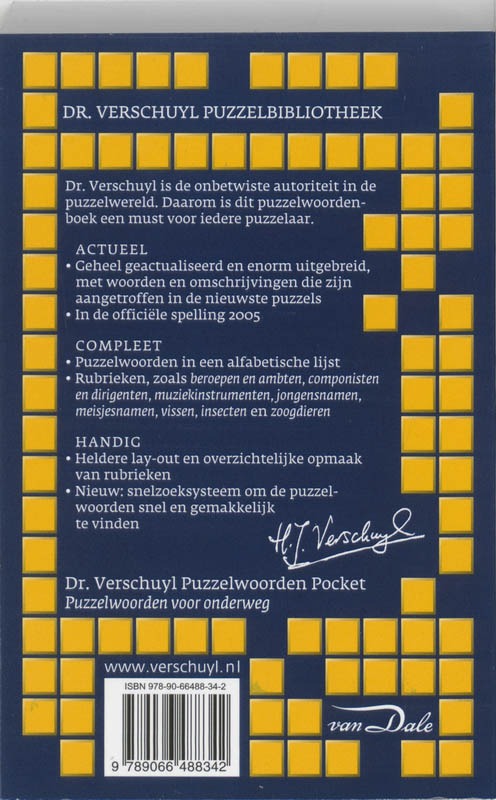Achterkant van Dr. Verschuyl Puzzelwoorden pocket