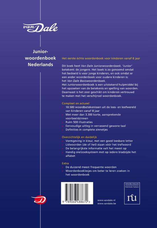 Achterkant van Van Dale Juniorwoordenboek Nederlands