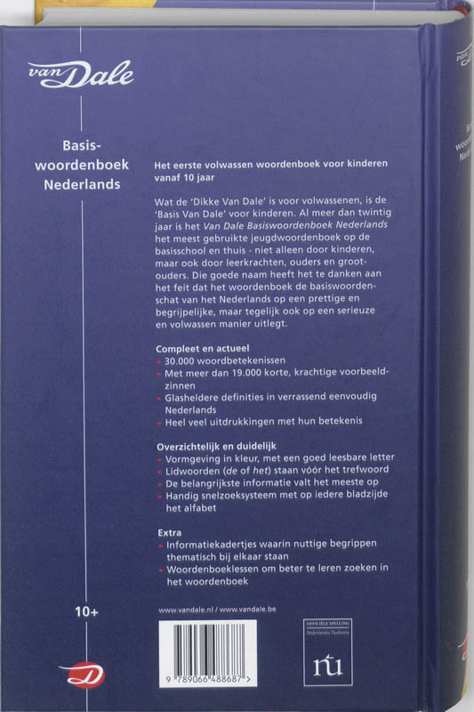 Achterkant van Van Dale Basiswoordenboek Nederlands
