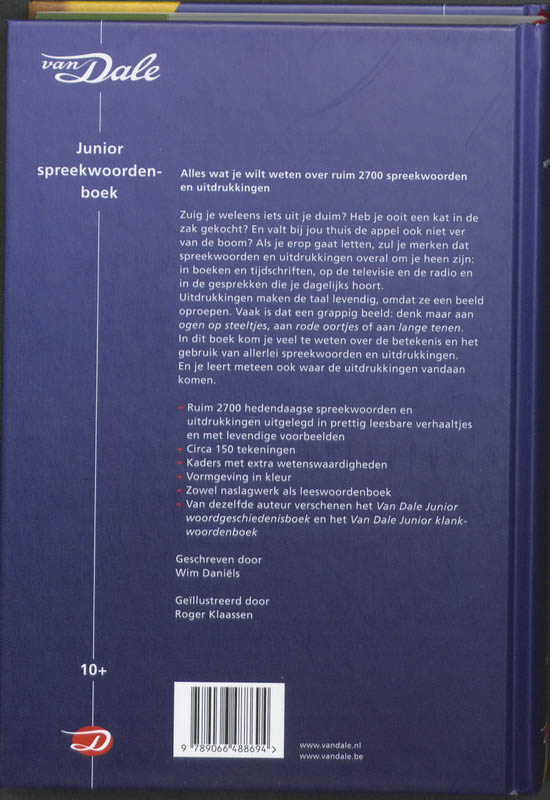 Achterkant van Van Dale Junior spreekwoordenboek