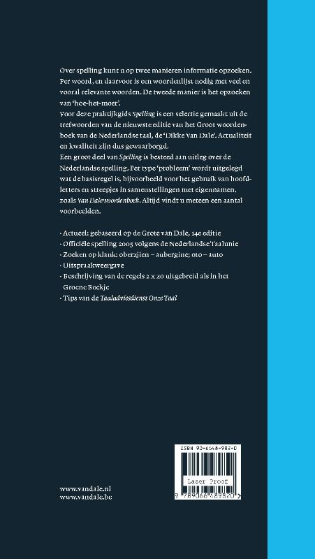 Achterkant van Spelling