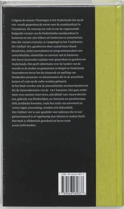 Achterkant van Stijlboek VRT