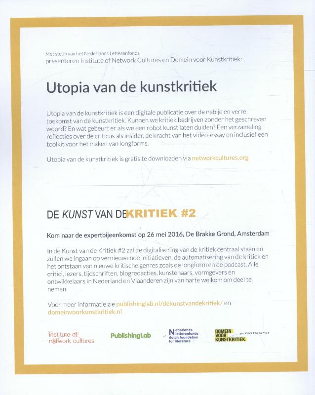Achterkant van De nieuwe kunstkritiek