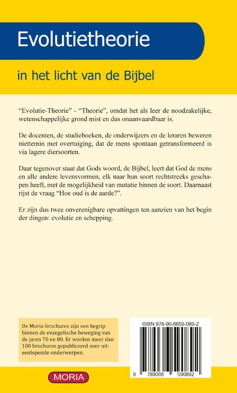 Achterkant van Evolutietheorie in het licht van de bijbel