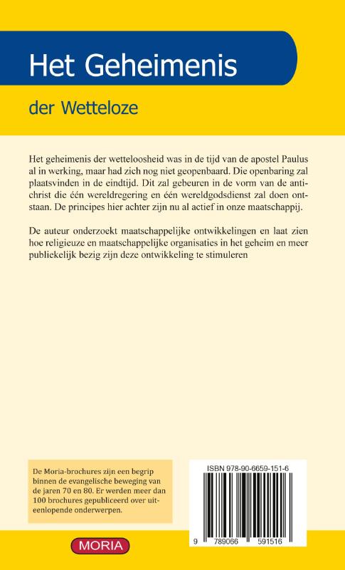 Achterkant van Het geheimenis der wetteloze