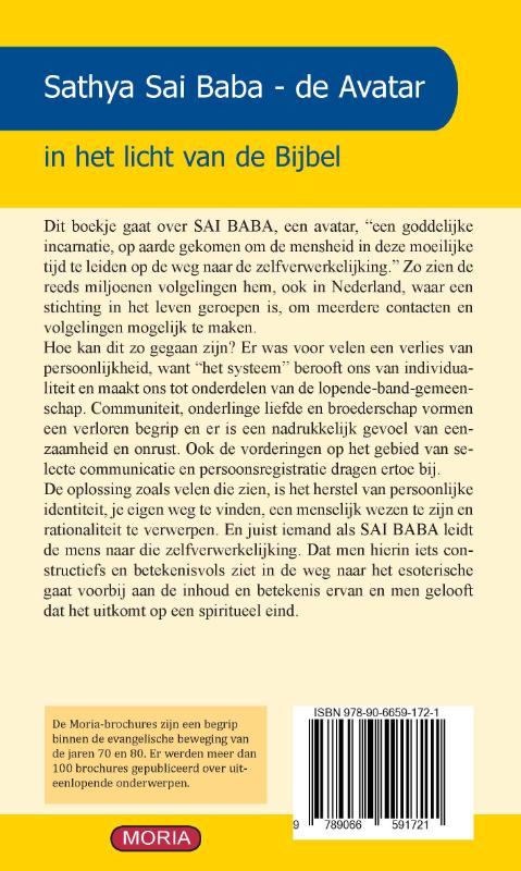 Achterkant van Sathya Sai Baba de Avatar