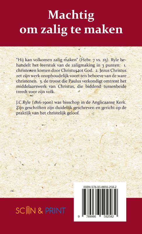 Achterkant van Machtig om zalig te maken