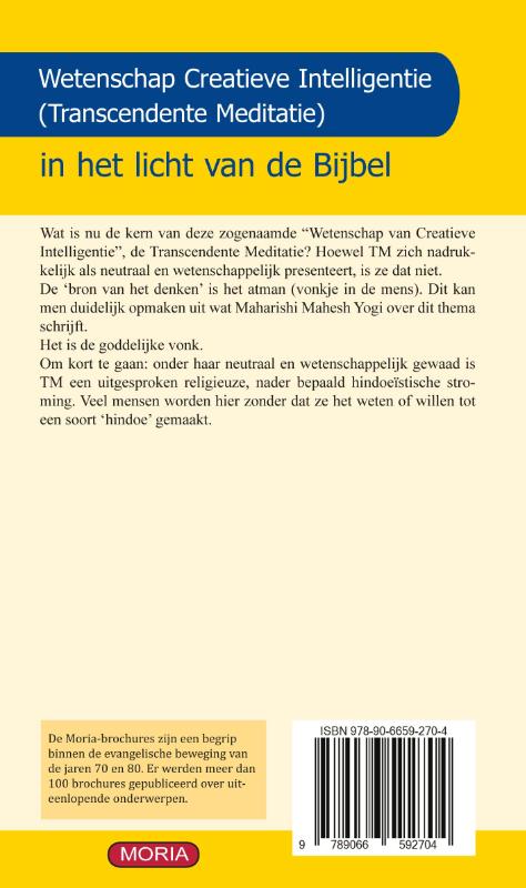 Achterkant van Wetenschap Creatieve Intelligentie (transcendente meditatie)